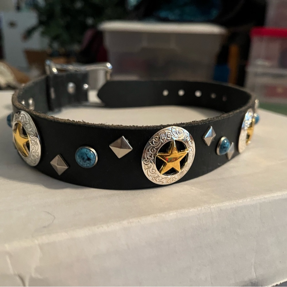 Leather western dog collar